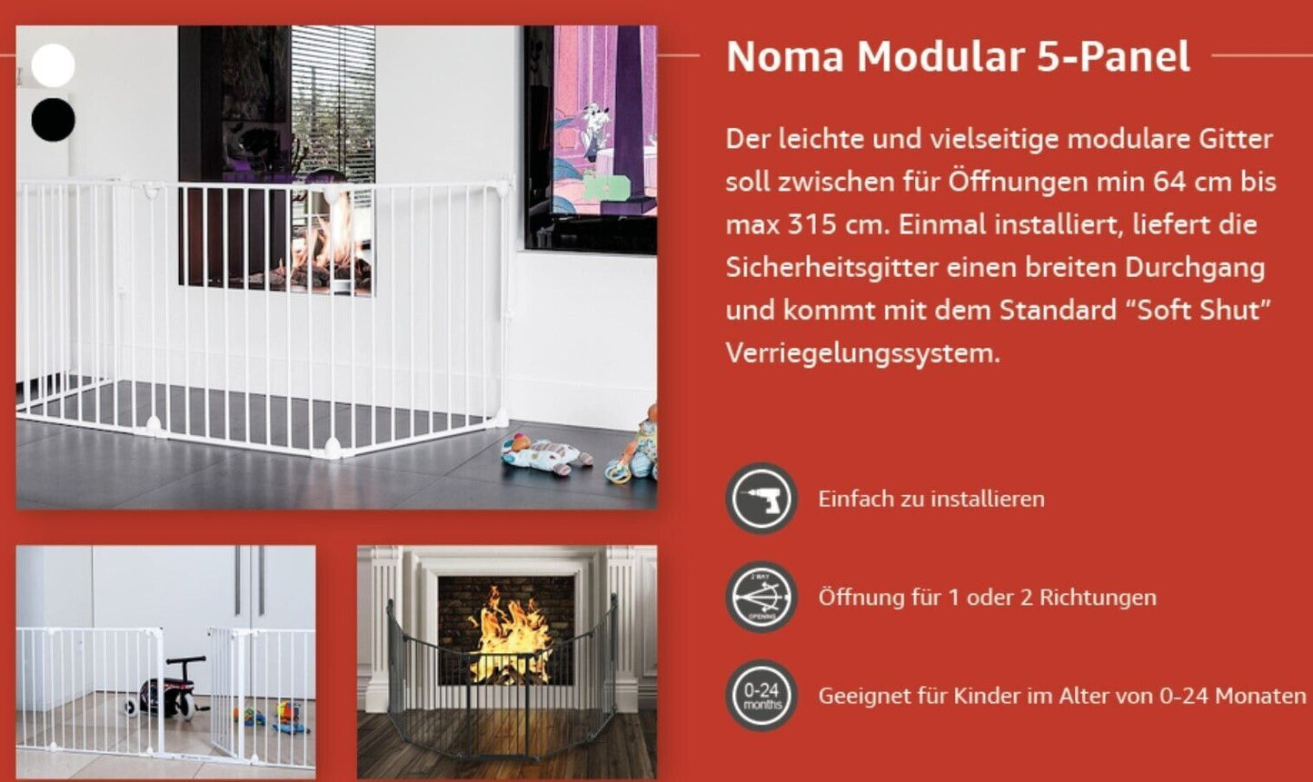 noma 31026 3 Panel Konfigurationsgitter, inklusiv Wandmontage, 84-321 cm, weiß