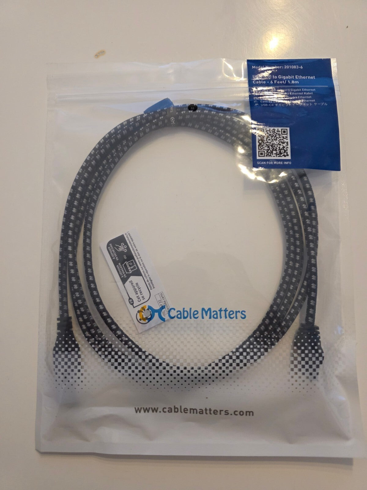 USB-C zu Gigabit Ethernet Kabel 1,8m Thunderbolt 4/5