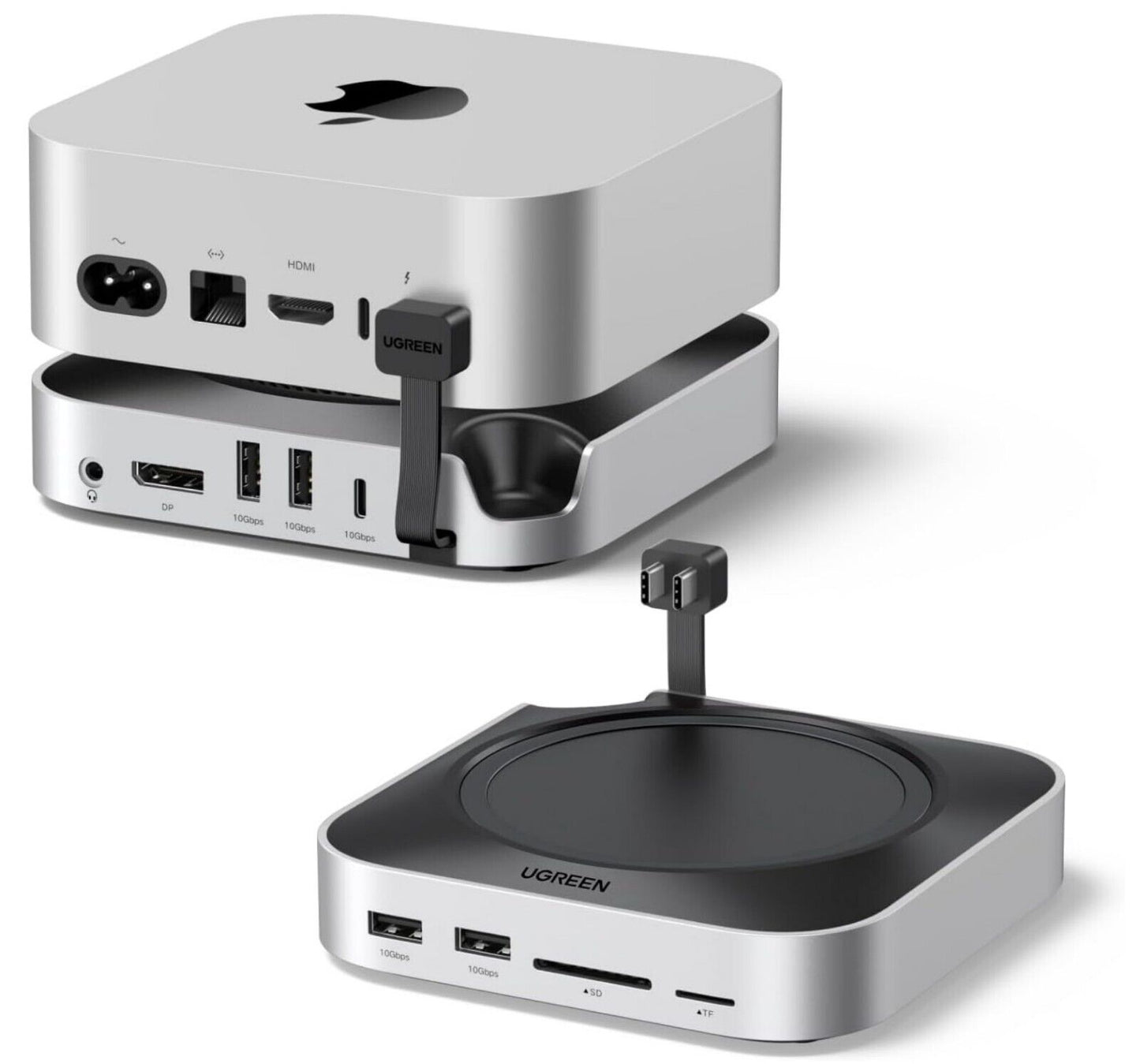 Mac Mini M4 Dock 4K DisplayPort, 10Gbps USB, M.2 SSD, SD/TF grau