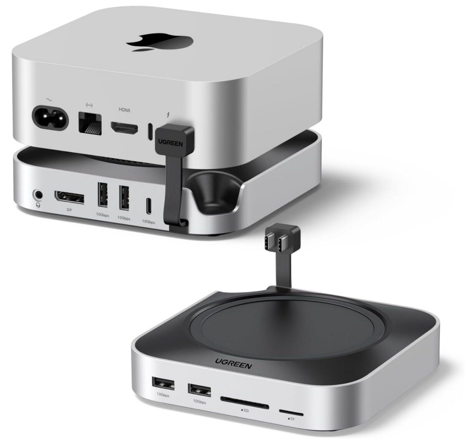 Mac Mini M4 Dock 4K DisplayPort, 10Gbps USB, M.2 SSD, SD/TF grau