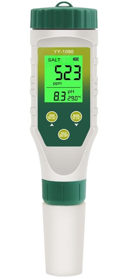 5-in-1 pH & Salzmessgerät für Pool, Aquarium, Hydroponik Neu