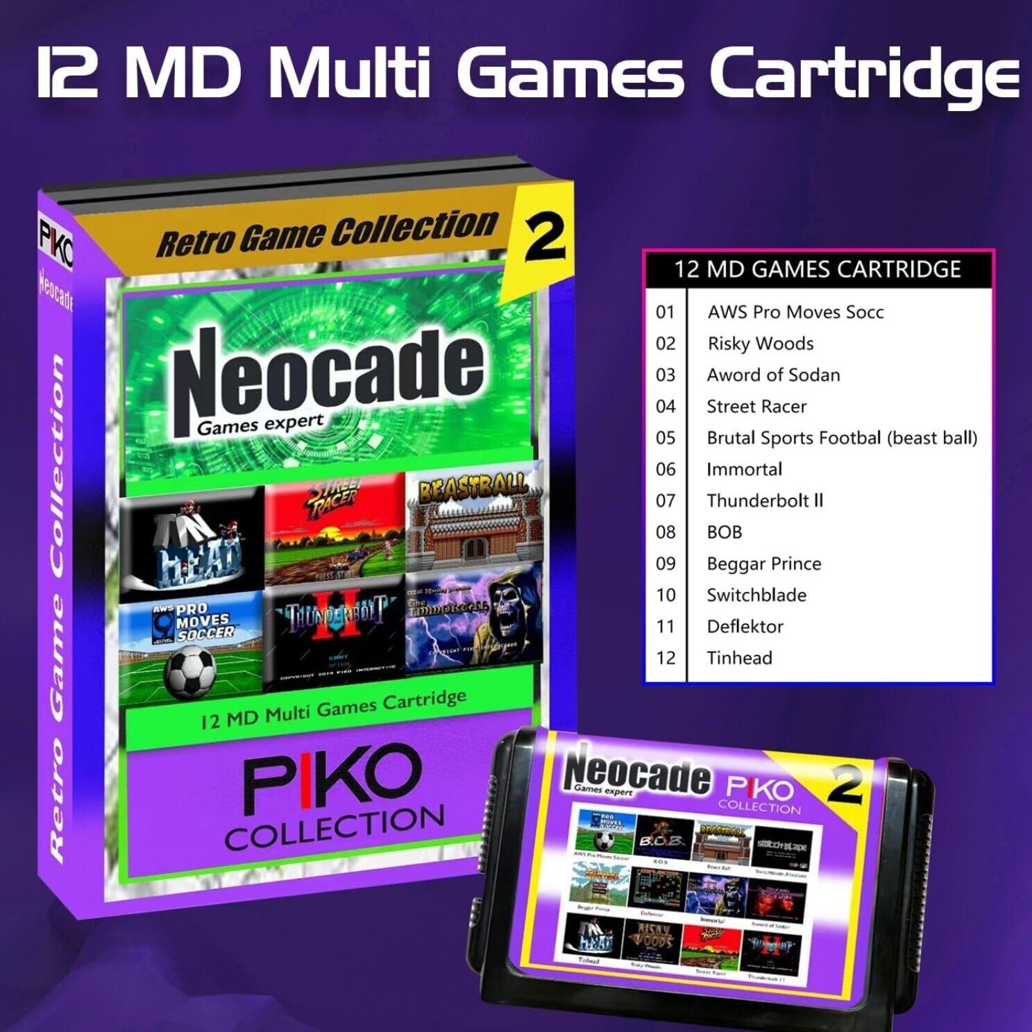 Retro-Handheld Mega Drive 3,5" LCD 12 MD + 18 NES Games