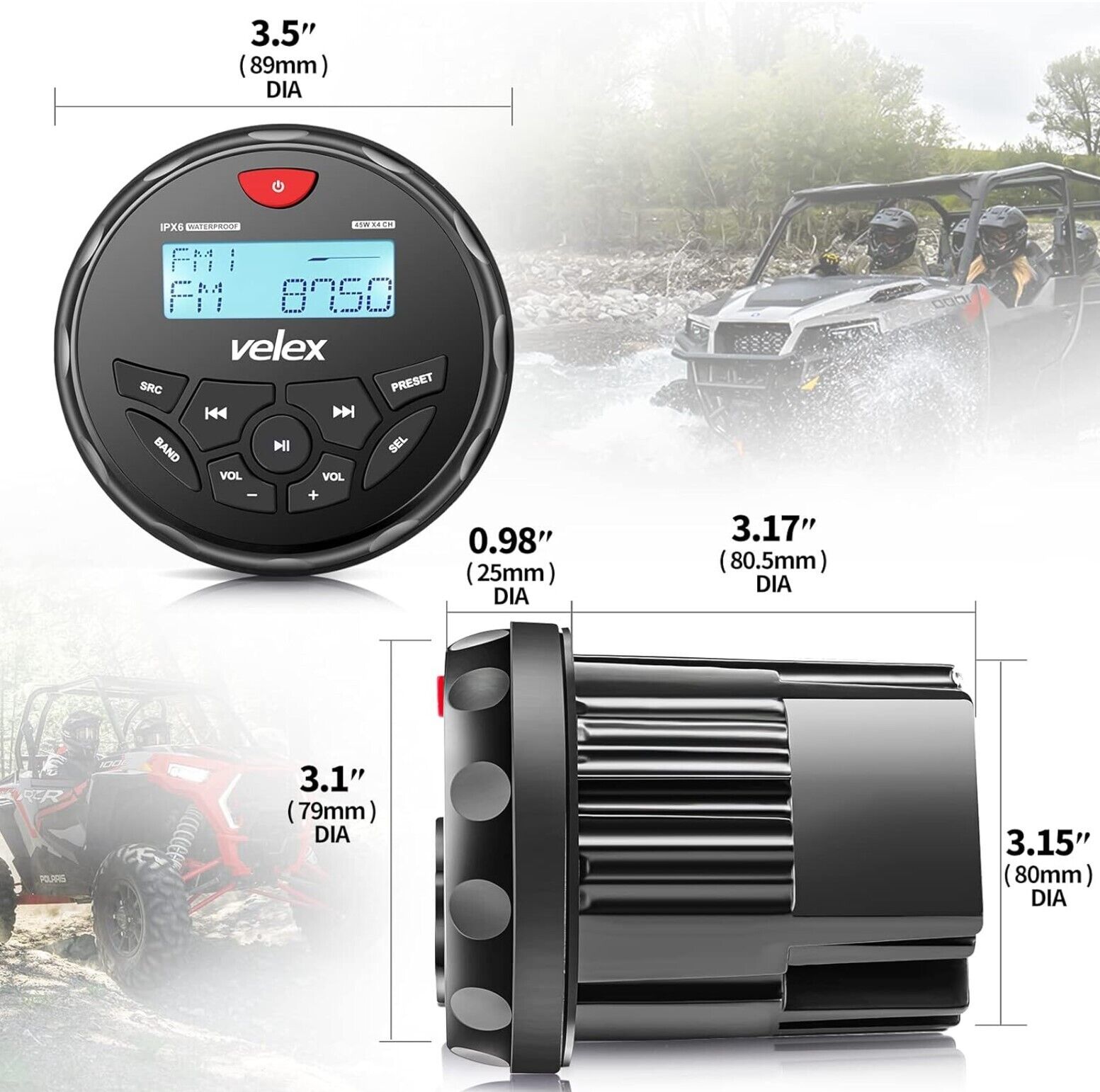 Wasserdicht Bluetooth Marine Stereo-Empfänger mit MP3 Player am DAB+/AM/FM Radio
