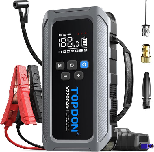 2200A Starthilfe Powerbank 150PSI Luftkompressor 8L Benzin/6L Diesel