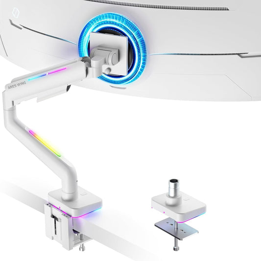 Ergonomische RGB Monitor Halterung Weiß 17-49 Zoll VESA 75/100 20kg