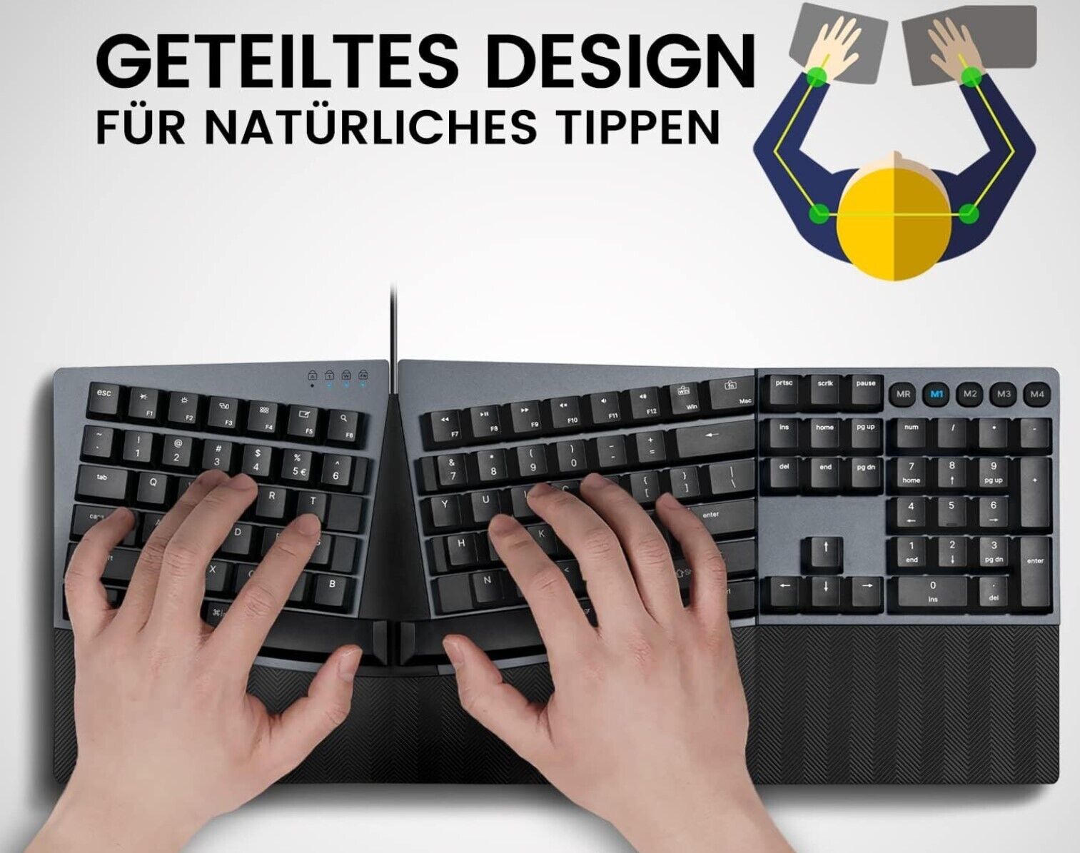 535BR Kabelgebundene ergonomische mechanische Tastatur – Flache Tasten