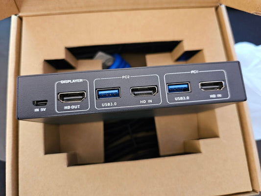 USB3.0 KVM Switch HDMI 2 Port 4K@60Hz, USB3.0, KVM Switch 2 PC 1 Monitor, GREATH