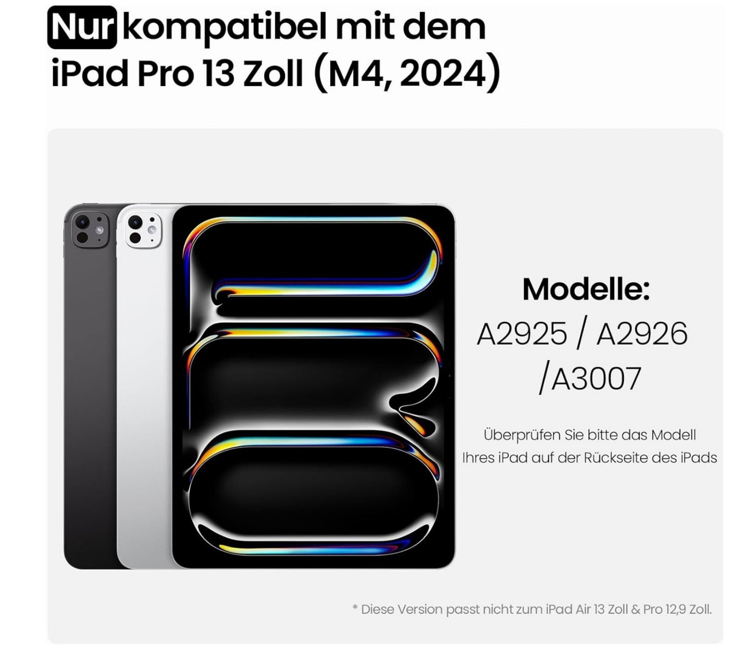 Für iPad Pro 13 Zoll (M4, 2024) Hülle mit Tastatur Trackpad 7-Farben