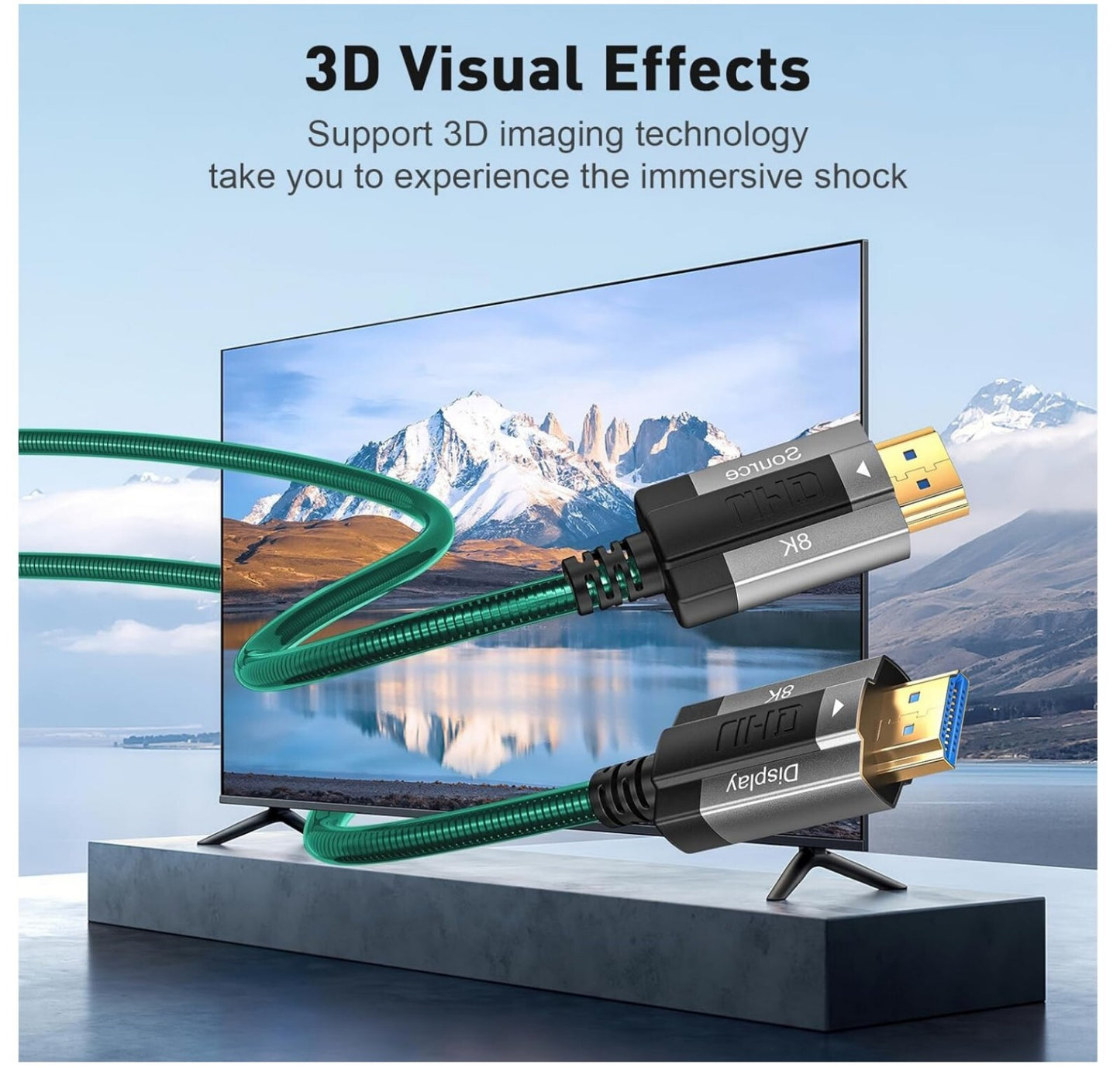 8K HDMI 2.1 Glasfaserkabel 3m Stahlpanzerung 48Gbps 8K@60Hz 4K@120Hz