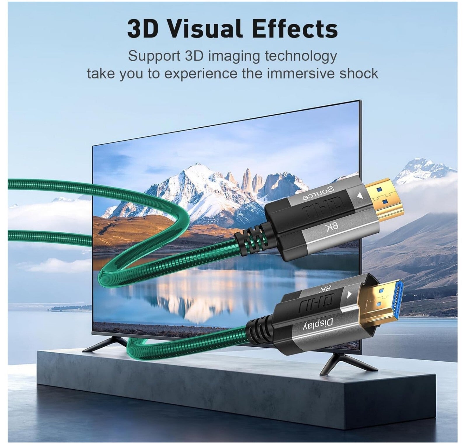 8K HDMI 2.1 Glasfaserkabel 3m Stahlpanzerung 48Gbps 8K@60Hz 4K@120Hz