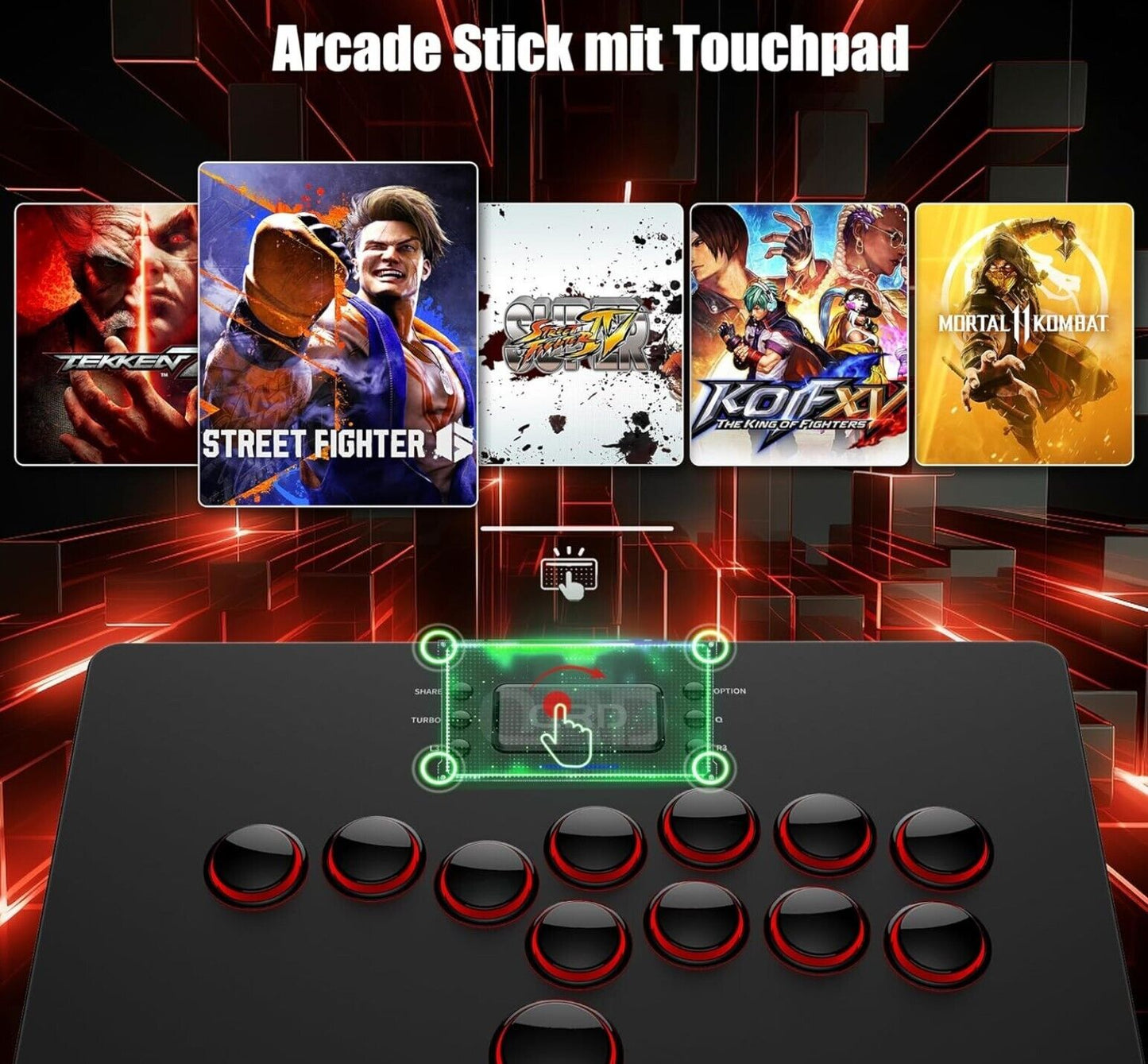 QRD S3 Kabellos Arcade Stick für Nintendo Switch PS4 PS3 Xbox 360 PC Mac Android