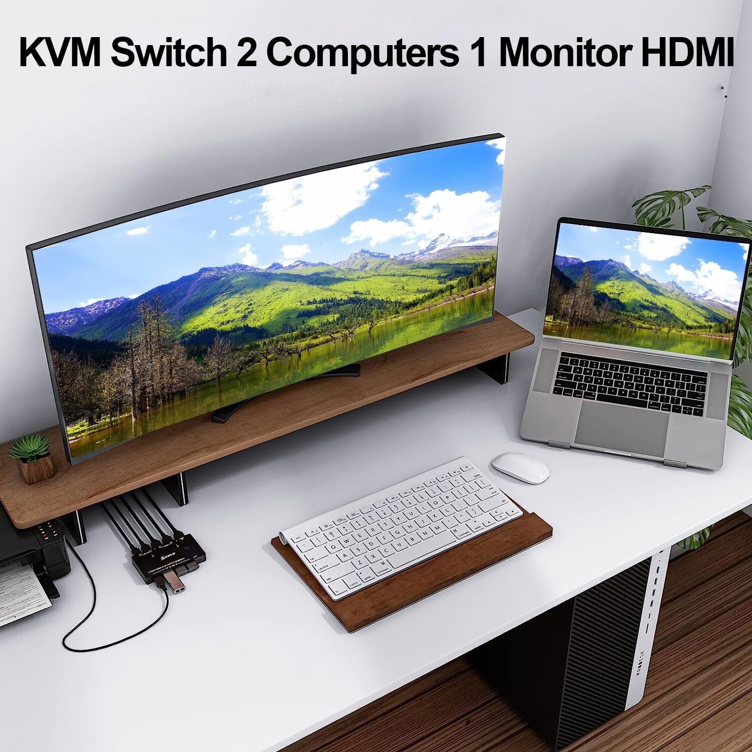 KVM Switch 2 PC 1 Monitor 8K@60Hz HDMI 2.1 USB 3.0