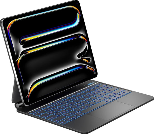iPad Pro 13" M4 Hülle mit Tastatur - Schwarzes QWERTZ-Design mit Trackpad