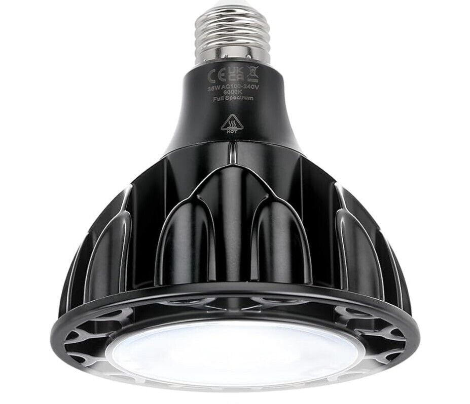36W LED Pflanzenlampe - Vollspektrum, 6000K, Schwarz