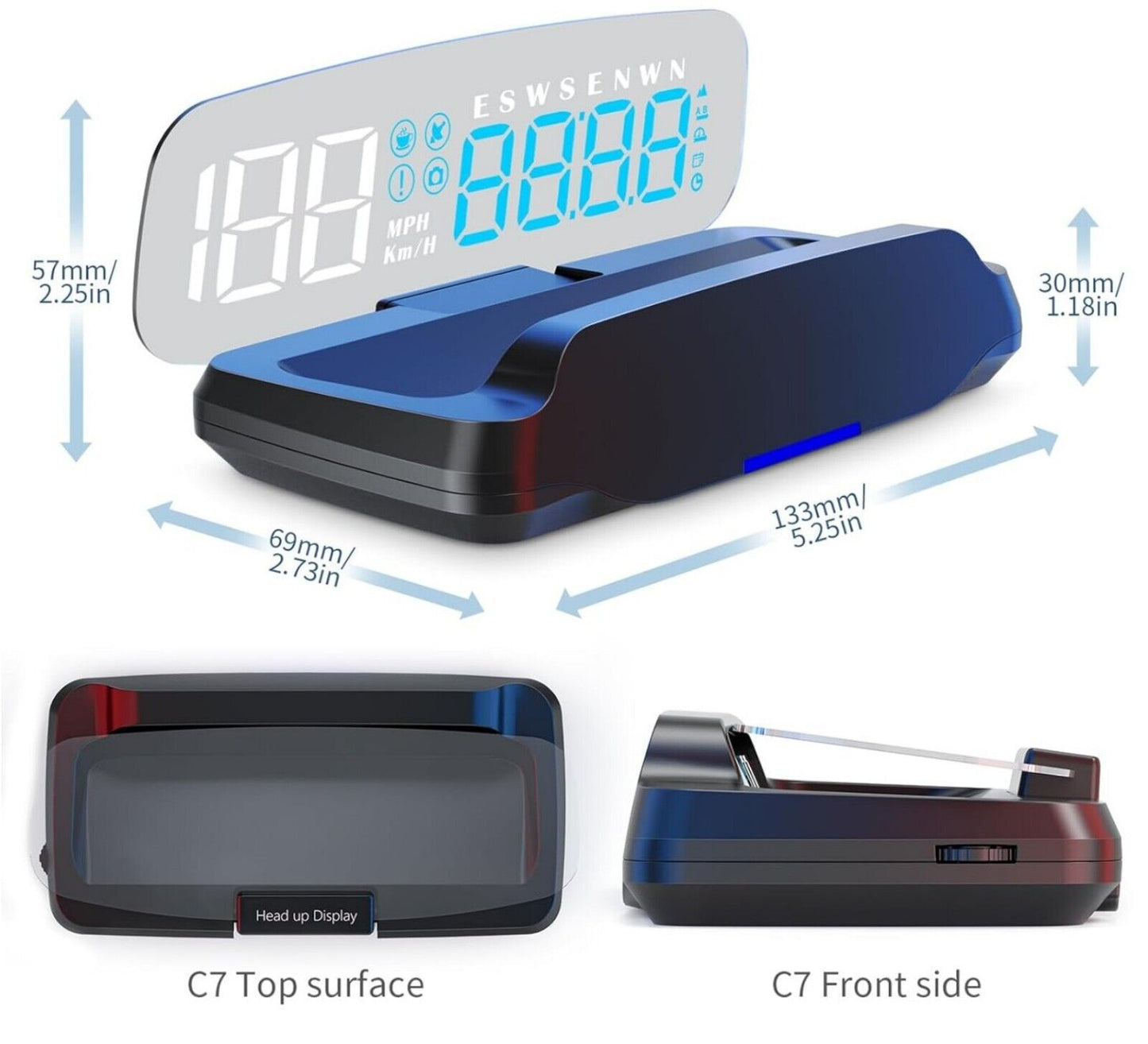 Head-Up-Display GPS Tachometer Auto Farbwechsel Übergeschwindigkeit