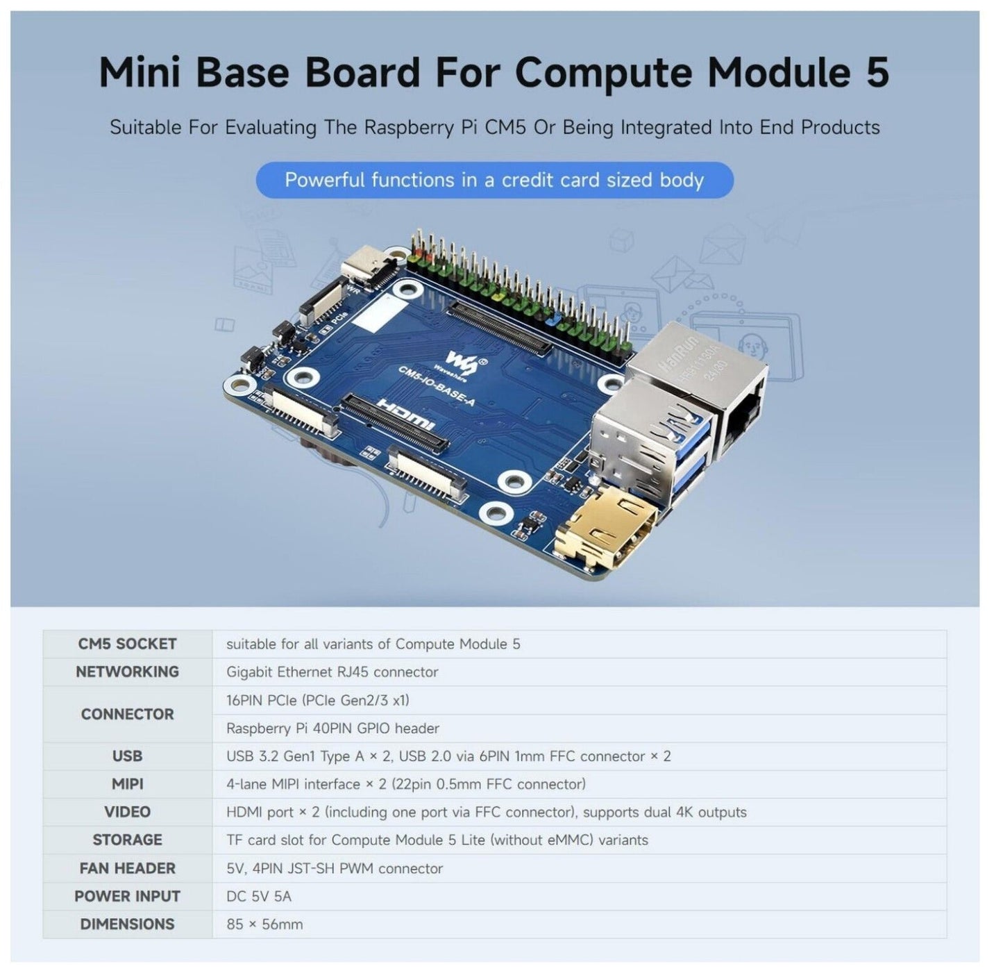 CM5 Mini Base Board (A) für Raspberry Pi CM5