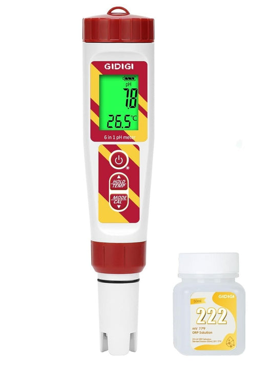 6-in-1 pH ORP Salzmessgerät Pool Aquarium TDS EC 222mV