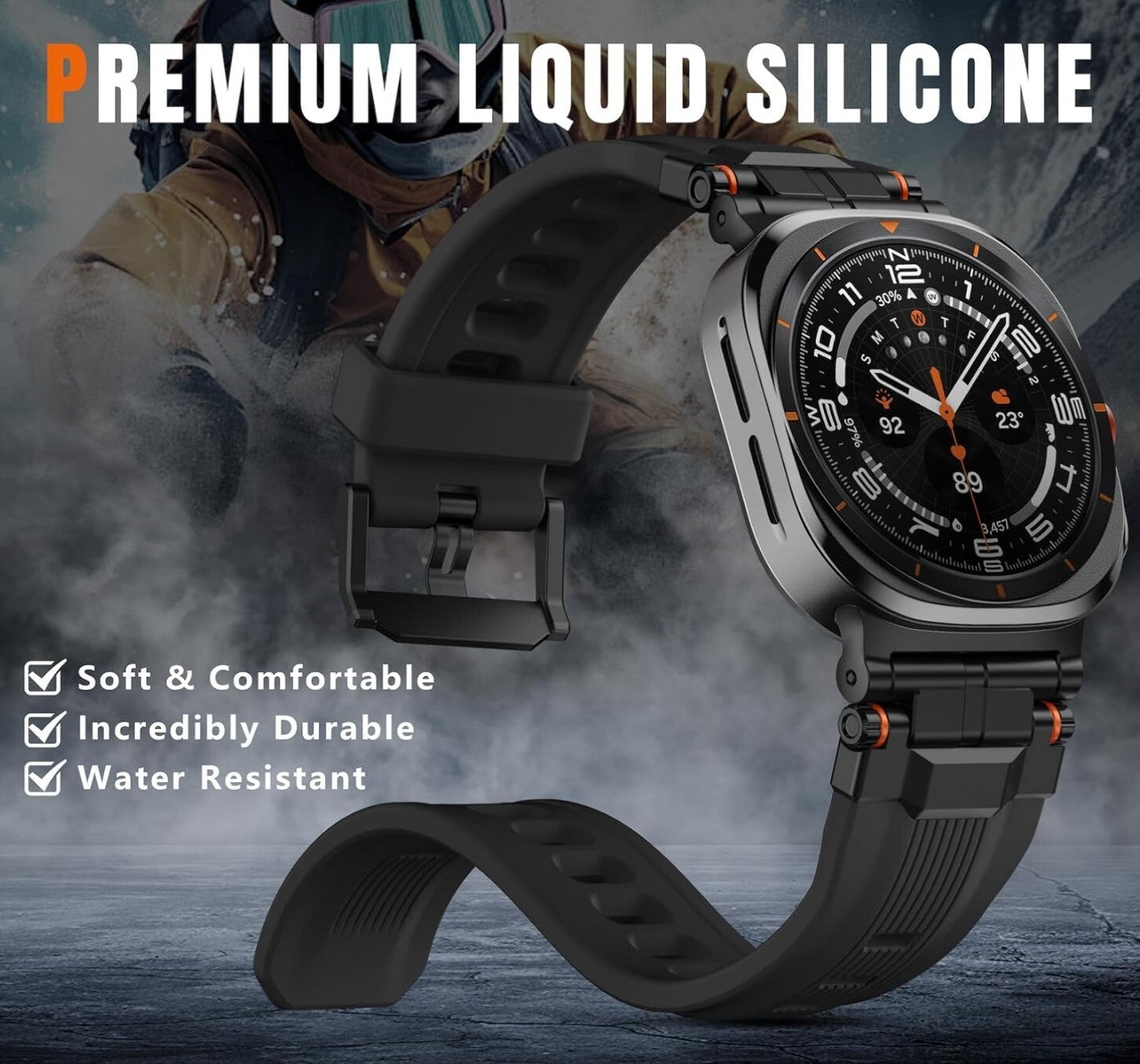 Flüssigsilikon Armband für Galaxy Watch Ultra 47mm Schwarz