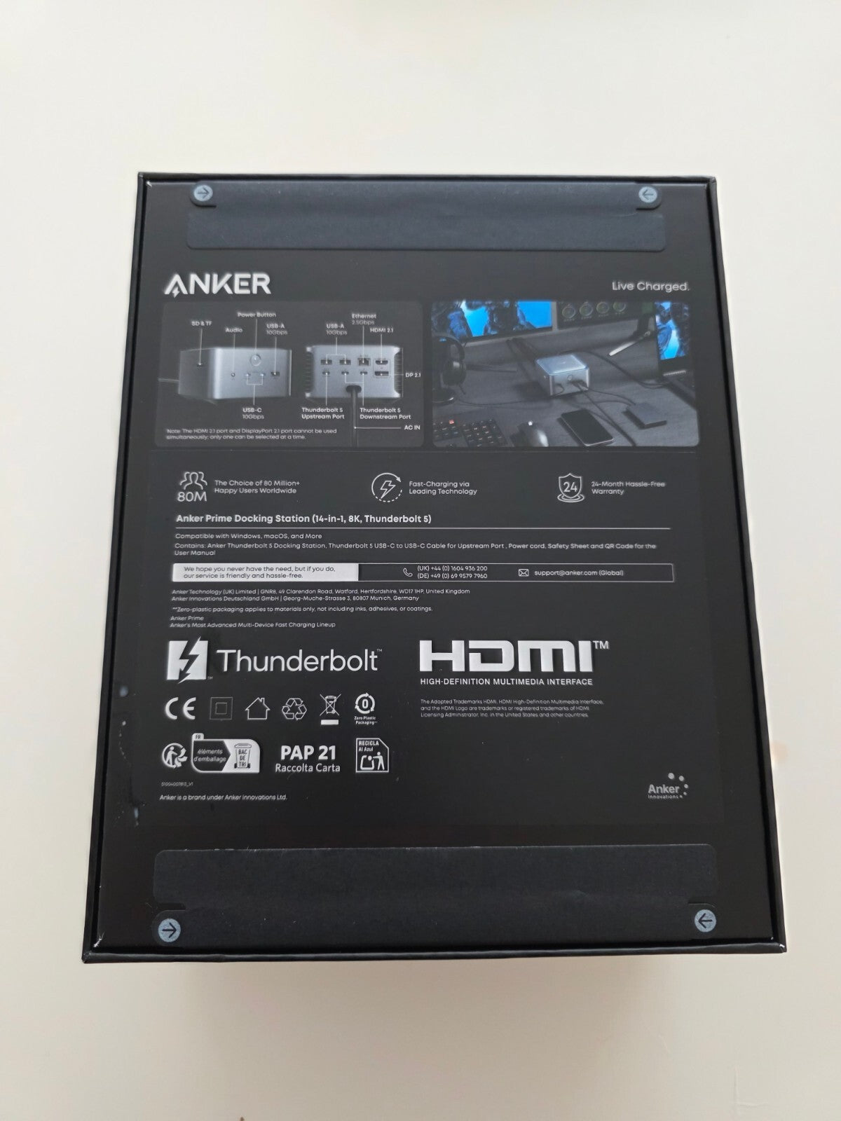 Anker Prime TB5 Docking Station 14 Ports Thunderbolt 5 8K 140W 120Gbps Grau