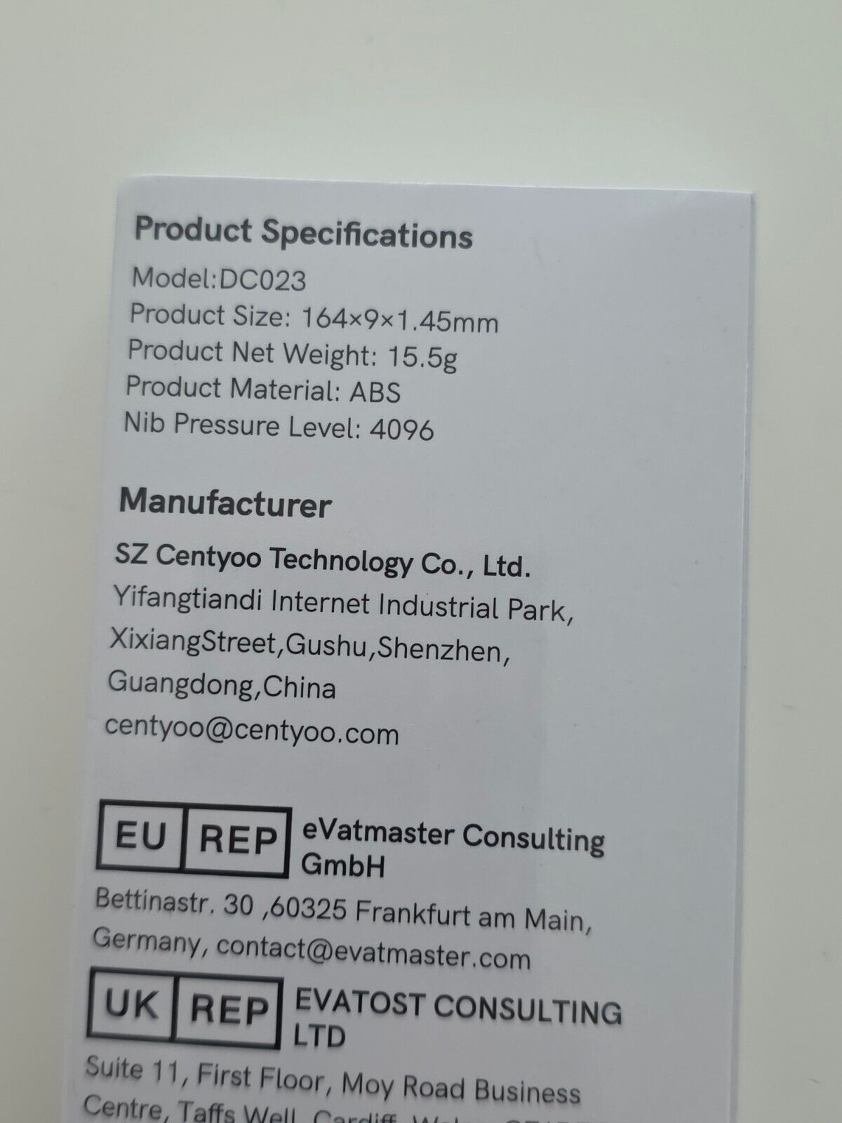 EMR Stift mit Radiergummi 4096 Druckstufen