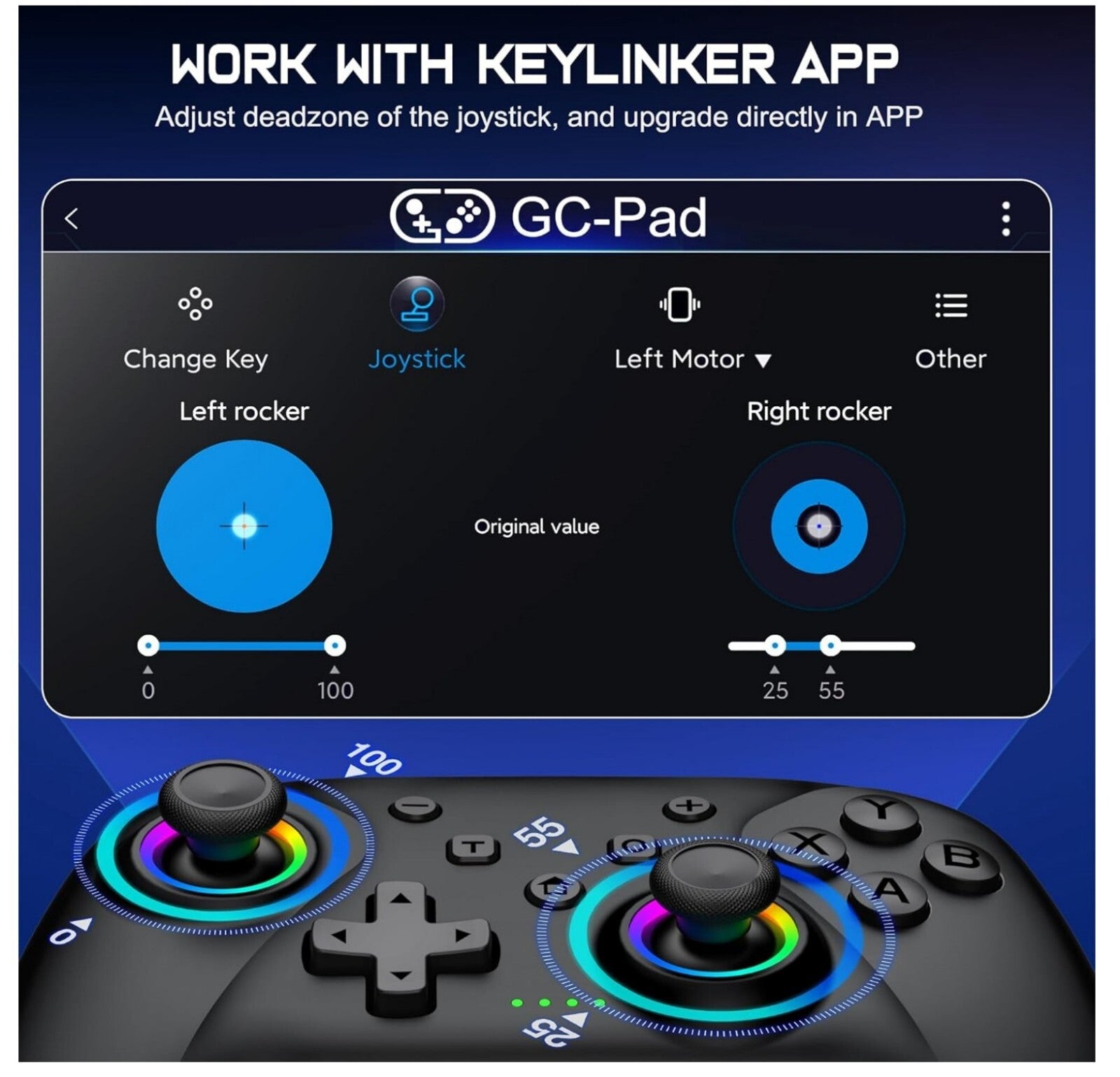 Switch Pro Controller Hall-Effekt LED 1000mAh für Switch PC iOS Android