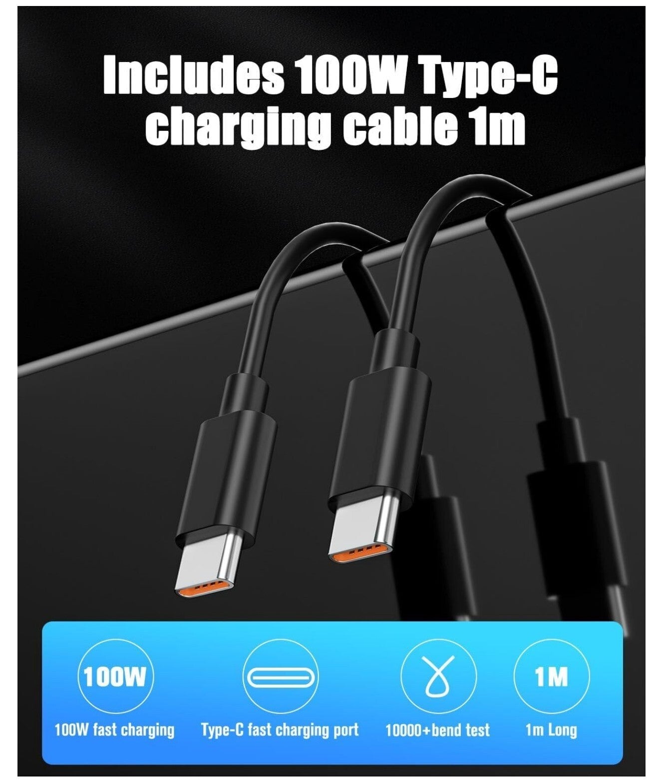100W USB C+A GaN Ladegerät 2-Port MacBook iPhone Galaxy Grau