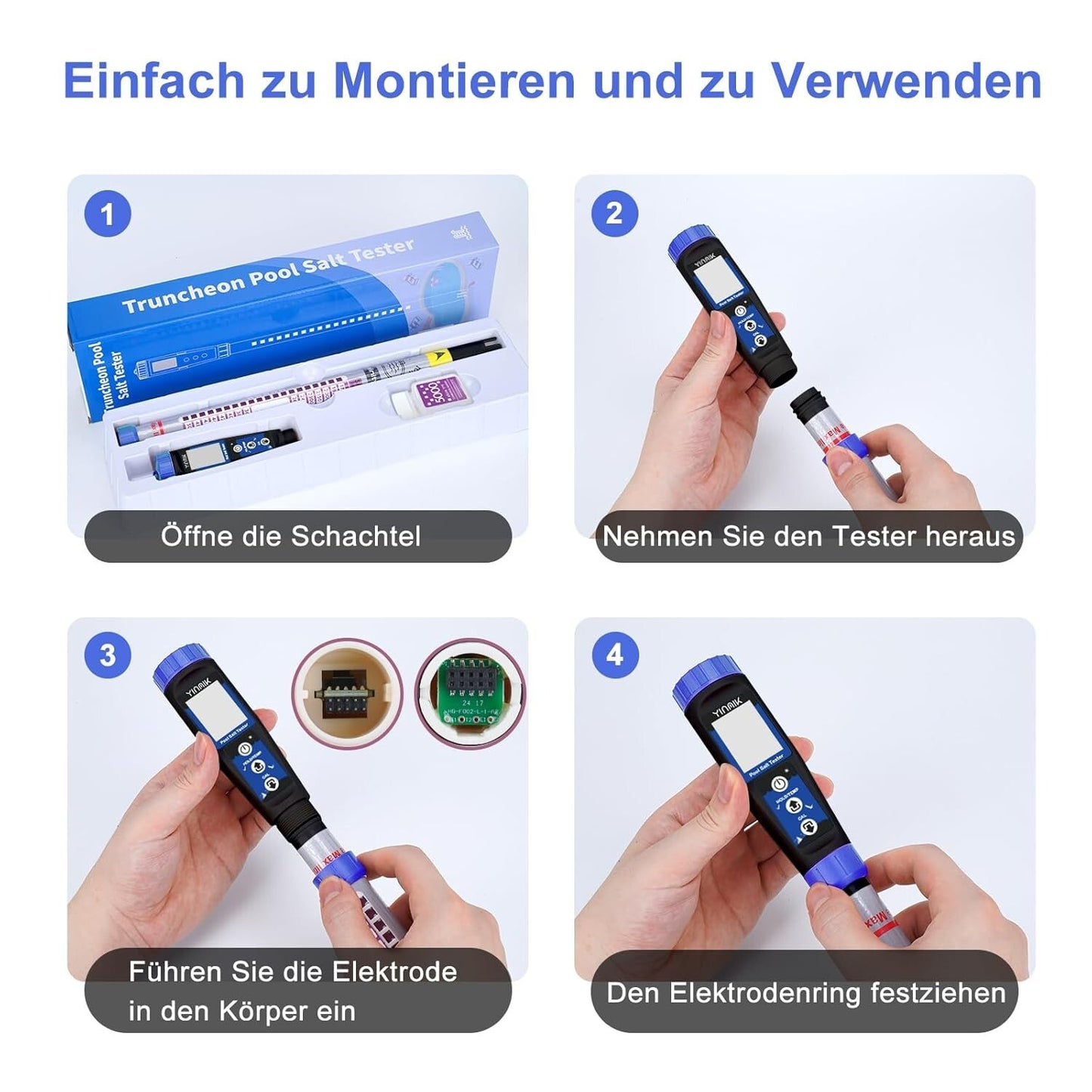 Pool Salzgehalt Testthermometer 5m Sonde LED LCD 2700-3400ppm