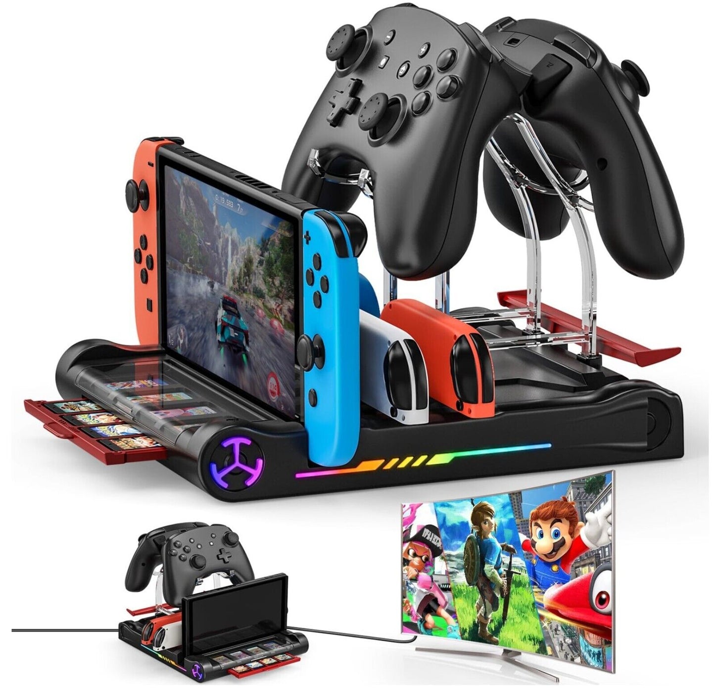 Switch Dock, 4K/1080P Kompatible Switch Ladestation, Switch Spieleaufbewahrung z