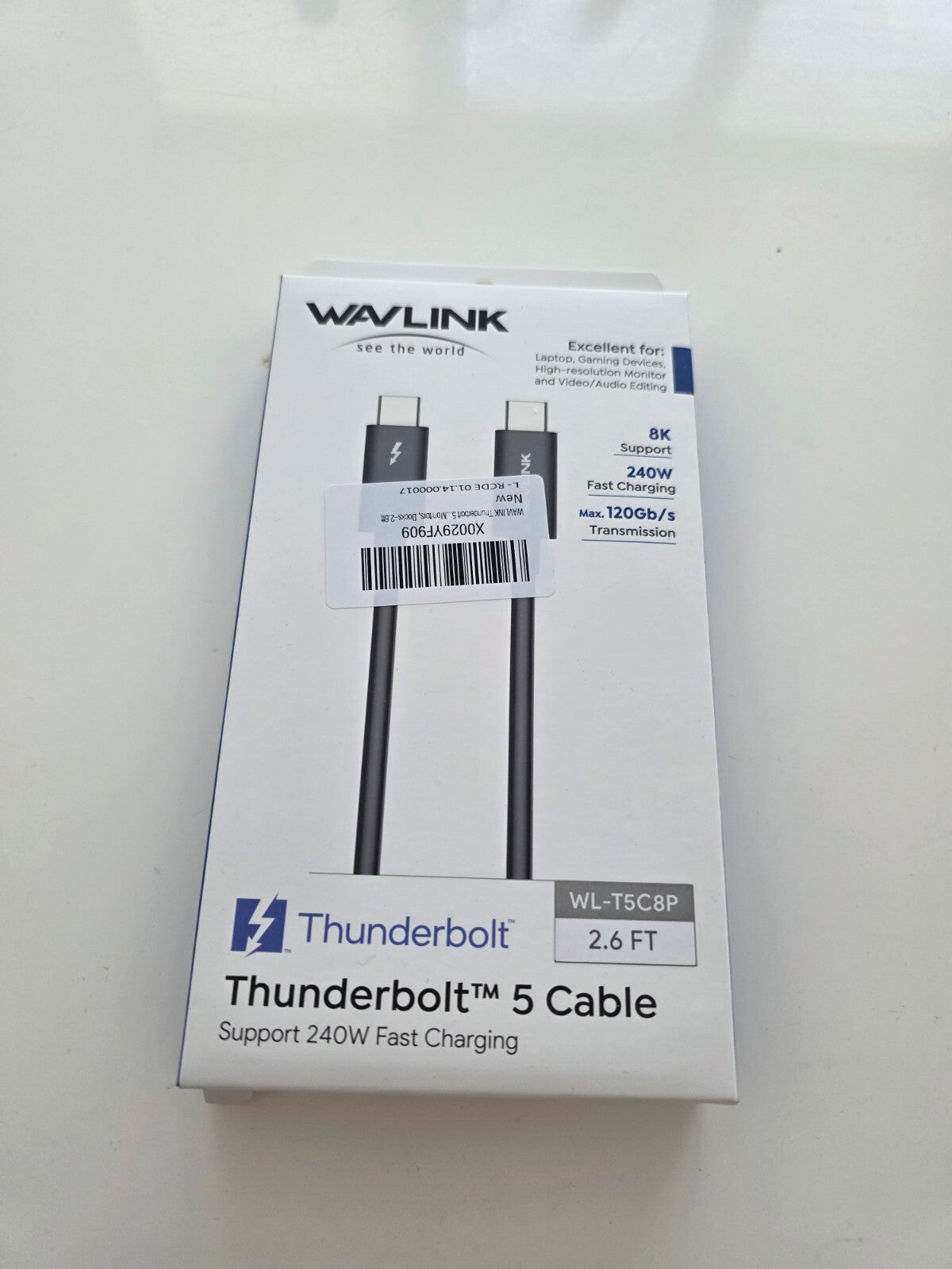 WAVLINK Thunderbolt 5 Kabel 120Gbps 240W USB-C 8K/16K 0,8m