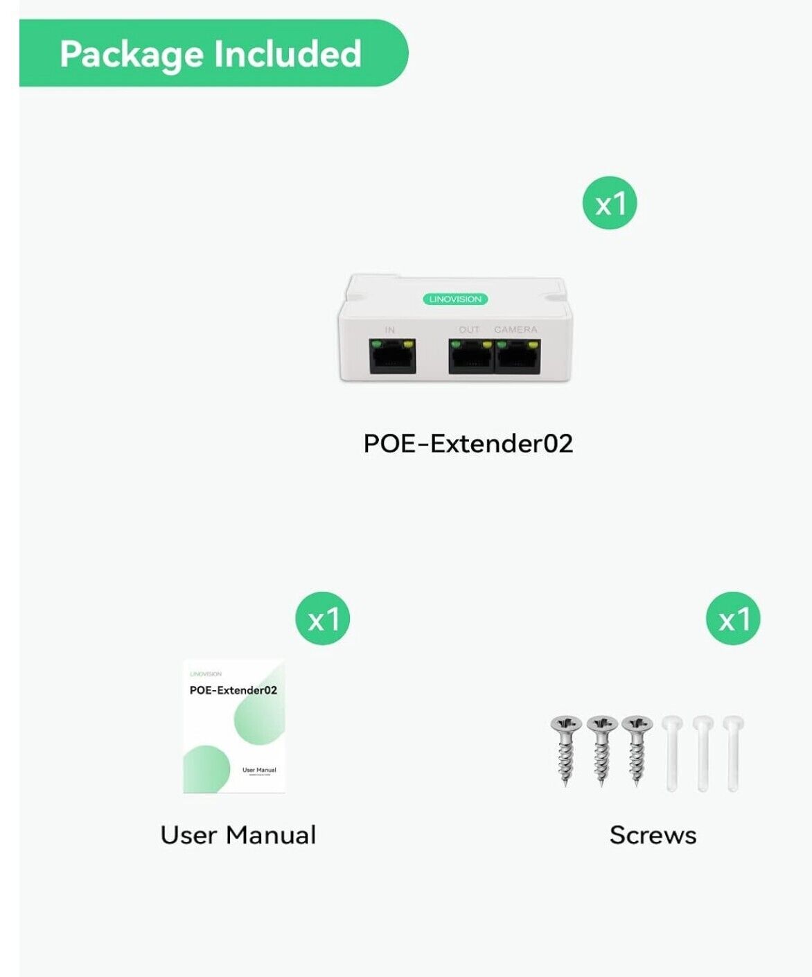 2-Port POE Extender, 300m Reichweite, Cat5/6 Splitter