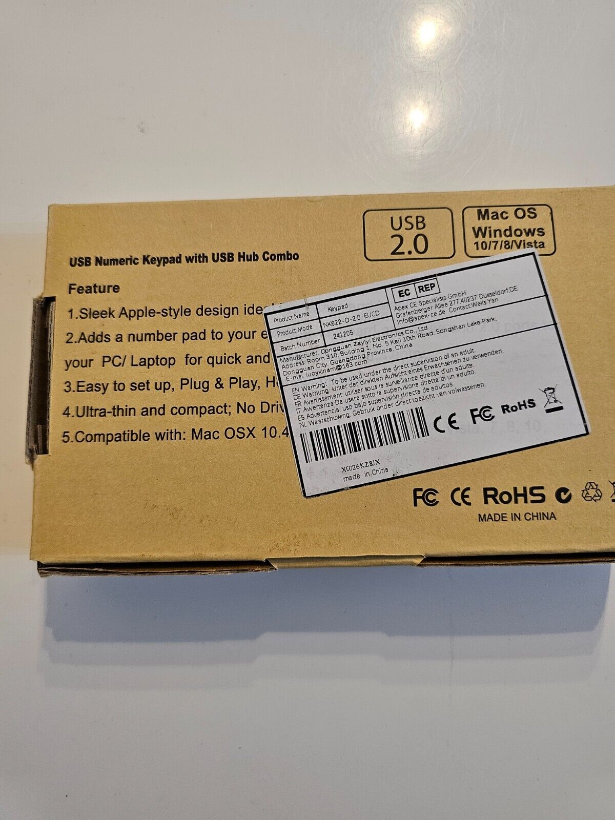 Ziffernblock mit USB A/USB C, Multifunktionstasten Nummernblock mit 3 zusätzlich