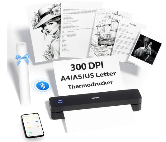 MT610 Tragbarer Thermodrucker A4 300dpi Bluetooth USB Schwarz