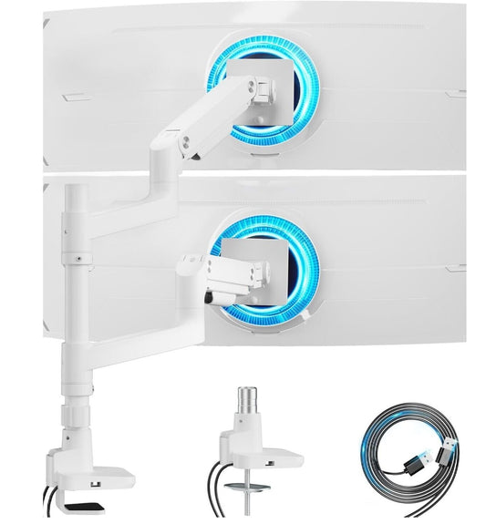 Dual-Monitorarm-Tischständer Ultrawide-Monitore bis 49 Zoll mit USB Hub weiß