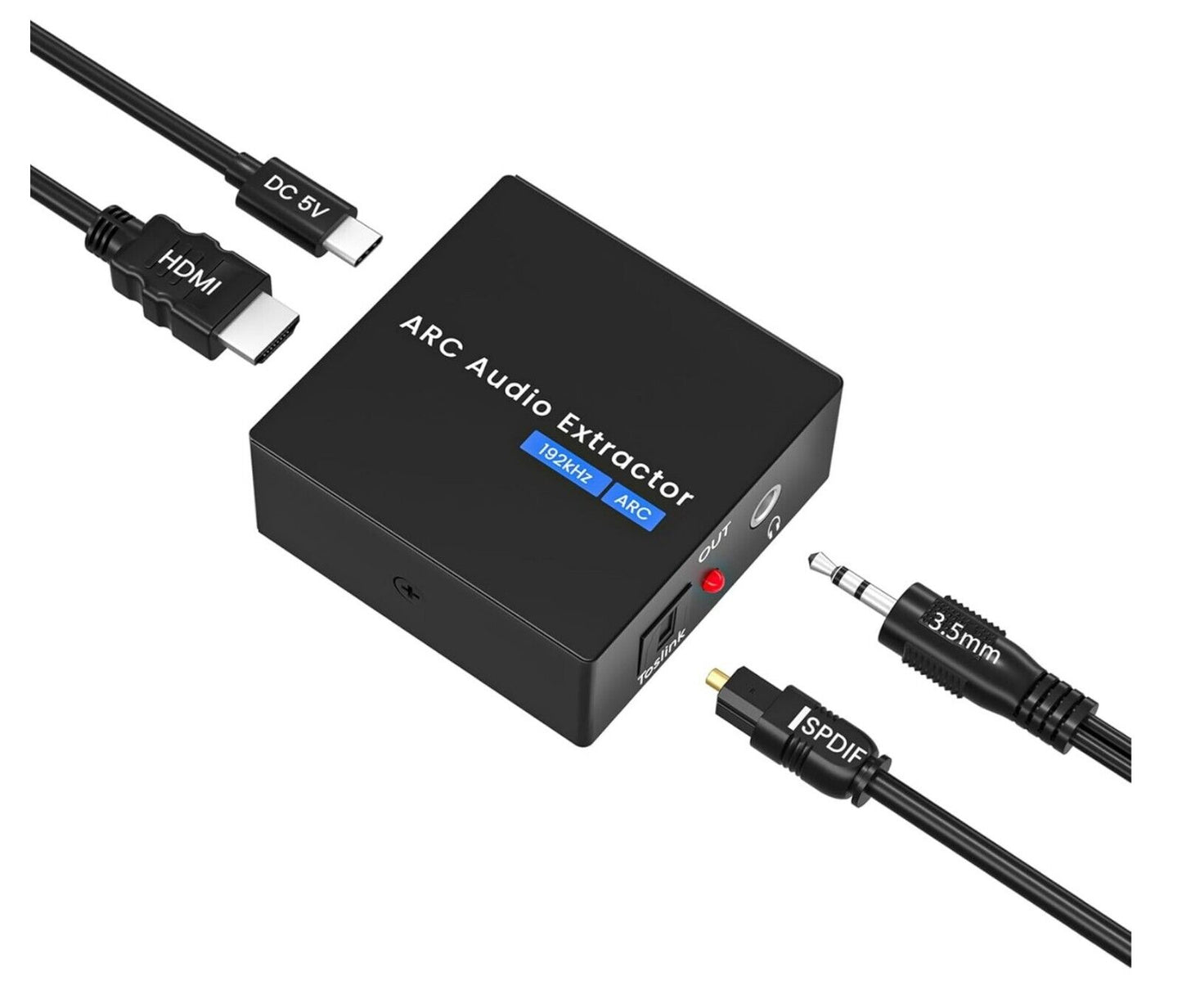 HDMI ARC Adapter 192kHz Audio Extractor Optisch 3,5mm DAC Schwarz