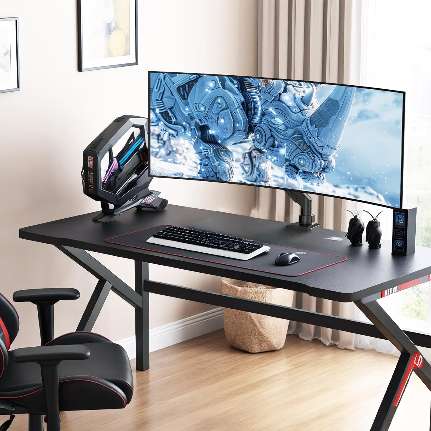 Monitor Halterung 17-49 Zoll 20kg Aluminium Gasfeder VESA 75/100 Schwarz