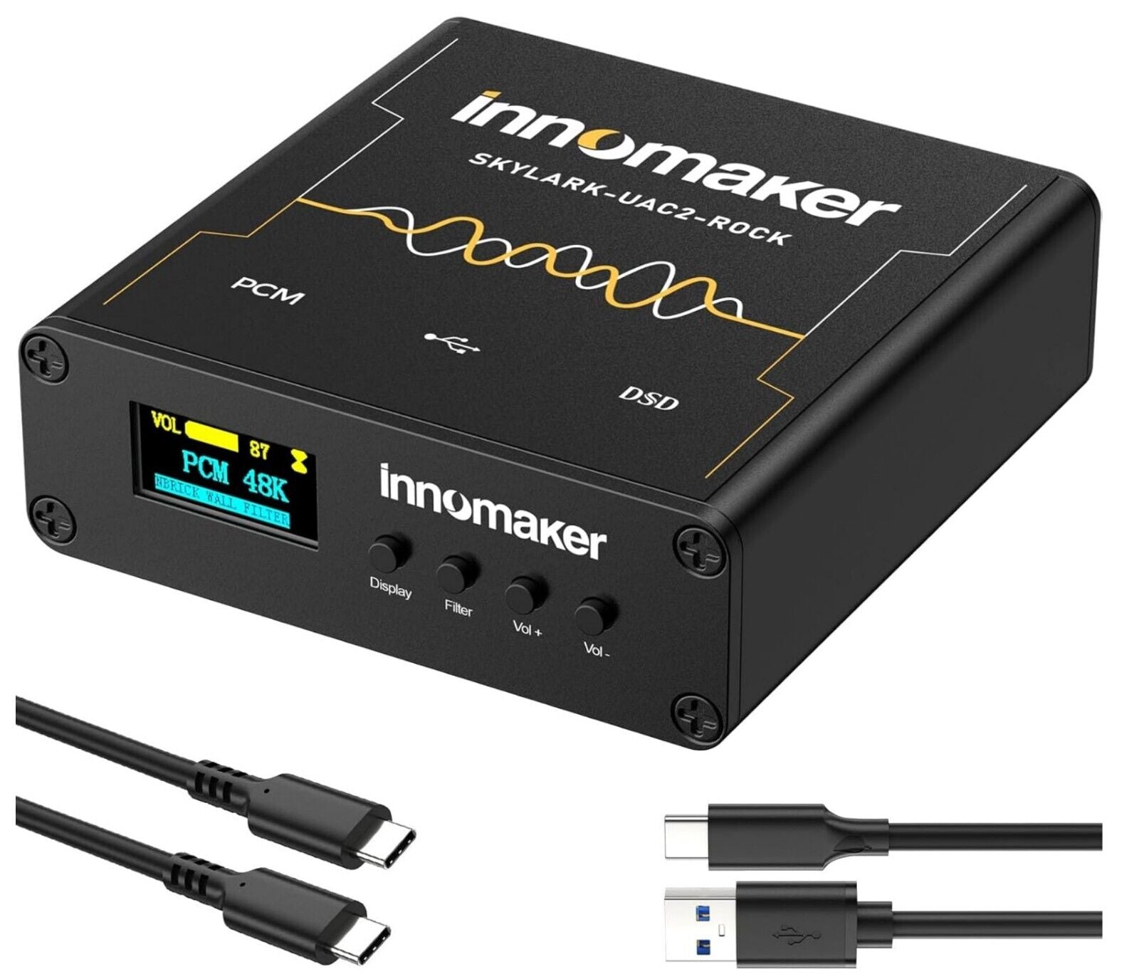 HIFI USB DAC ES9038Q2M 32Bit/768kHz DSD256, OLED