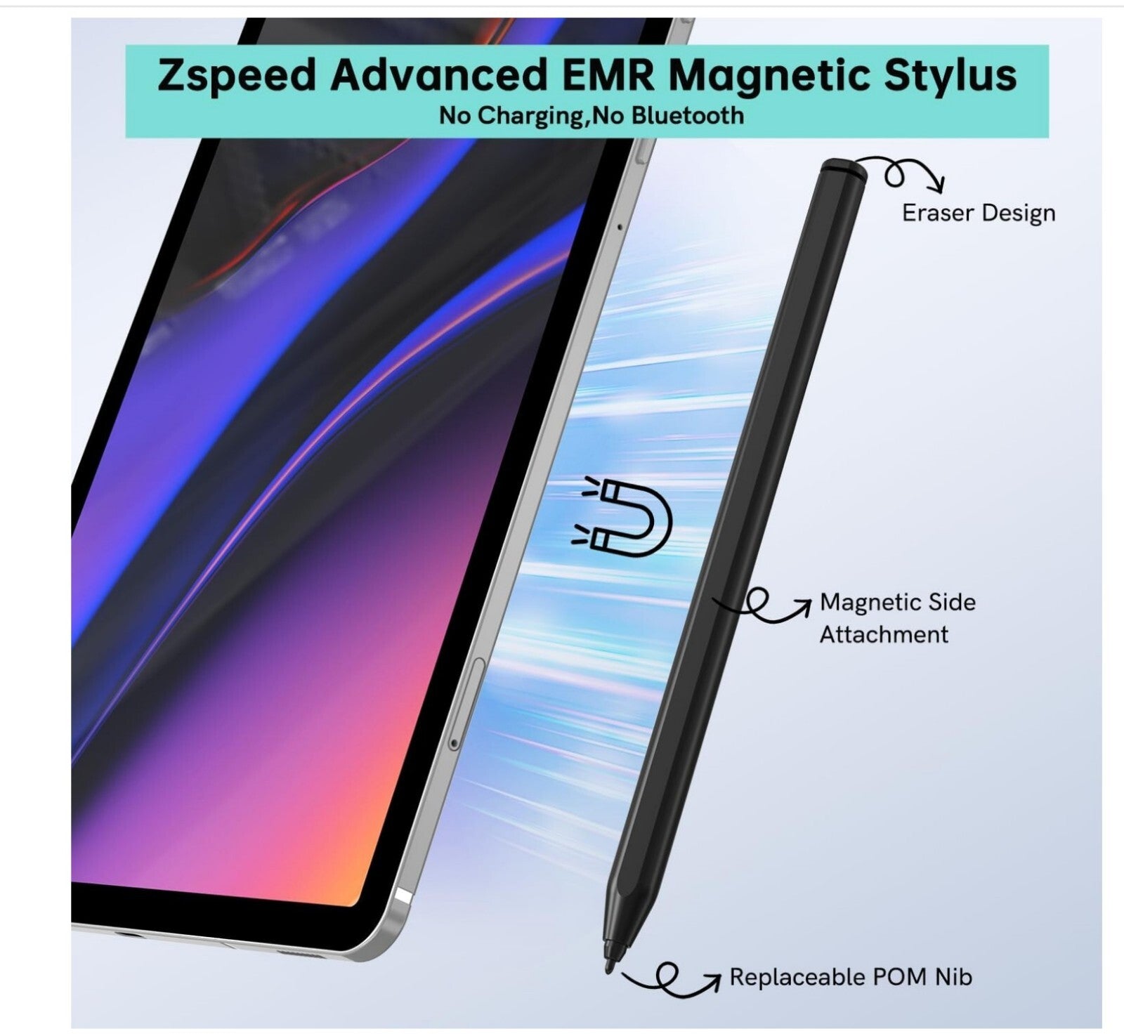 S Pen Ersatz für Galaxy Tab S9 Stift 4096 Druckstufen Magnetisch Schwarz