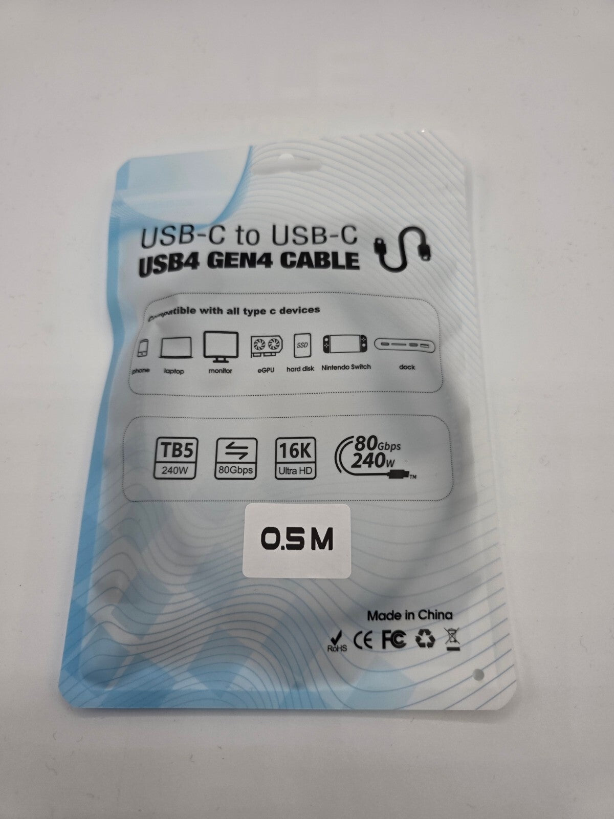 Thunderbolt 5 USB-C 80Gbit/s 16K@60Hz  8K@60Hz 4K@120Hz 240W PD Schnellladekabel