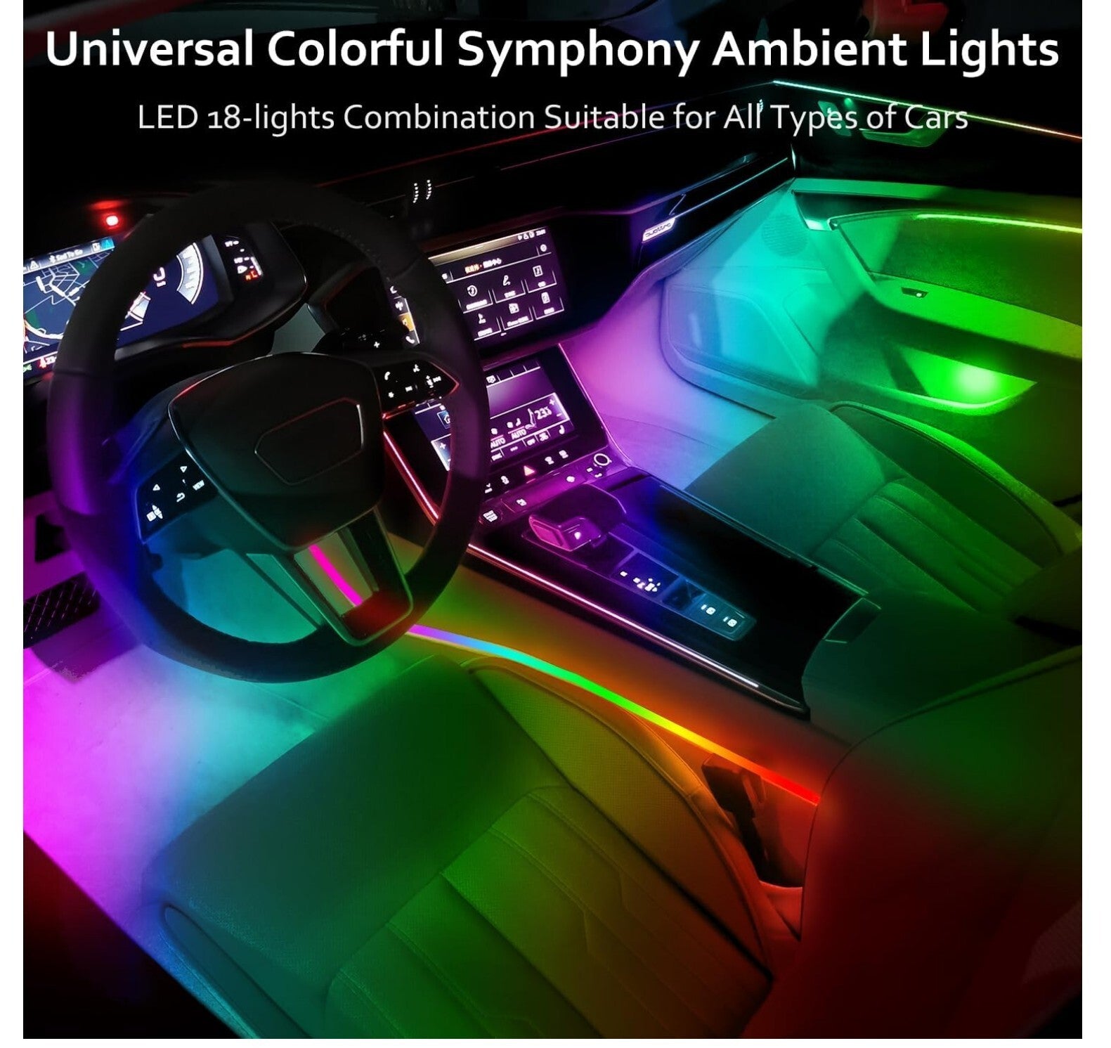 18-in-1 Auto LED Innenbeleuchtung 128 RGB Acrylstreifen APP Musiksync