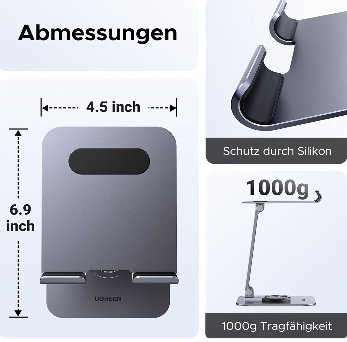 Tablet Ständer 360°Drehbar, Tablet Halterung Tisch Verstellbar, iPad Ständer