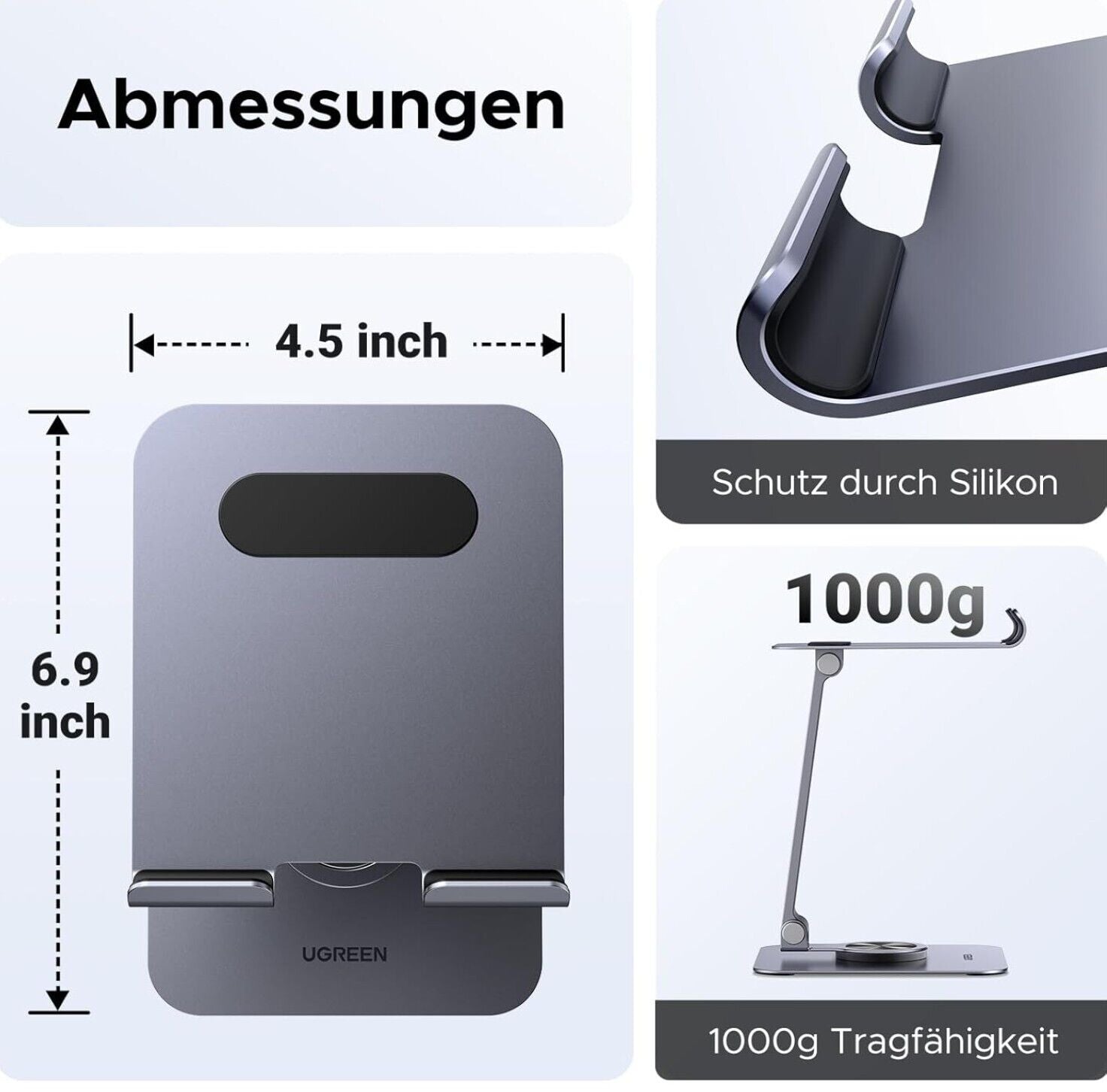 Tablet Ständer 360°Drehbar, Tablet Halterung Tisch Verstellbar, iPad Ständer