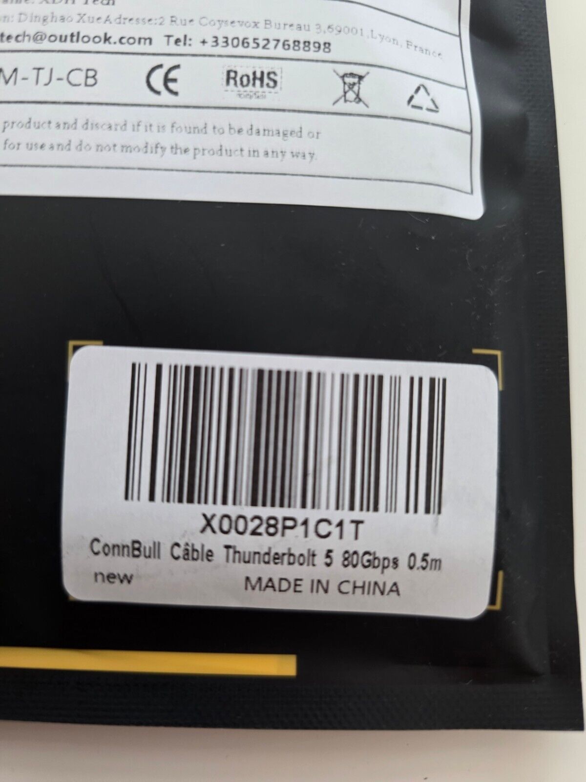 Thunderbolt 5 Kabel 0.5m 240W 80Gbps für Top-Leistung"