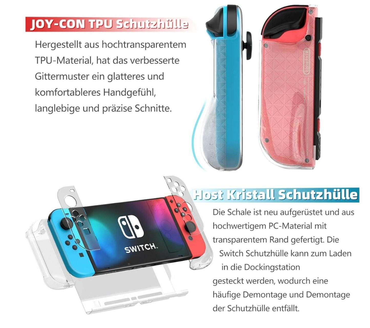 Switch Accesoires, Zubehör für Nintendo Switch, Einschließlich Hülle und Bildsch