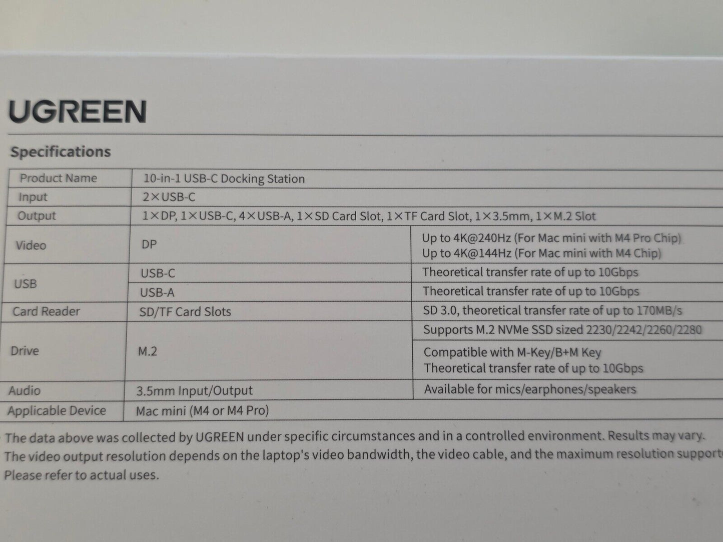 Mac Mini M4 Dock 4K DisplayPort, 10Gbps USB, M.2 SSD, SD/TF grau
