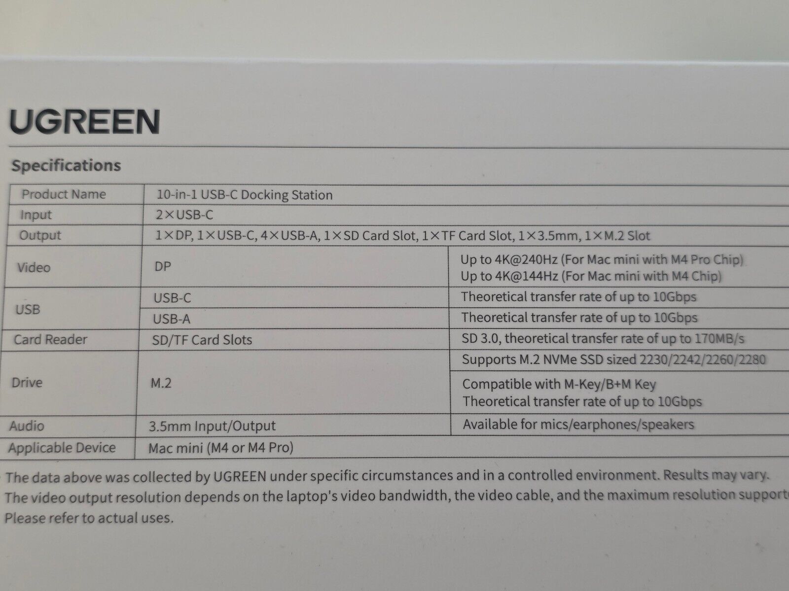 Mac Mini M4 Dock 4K DisplayPort, 10Gbps USB, M.2 SSD, SD/TF grau