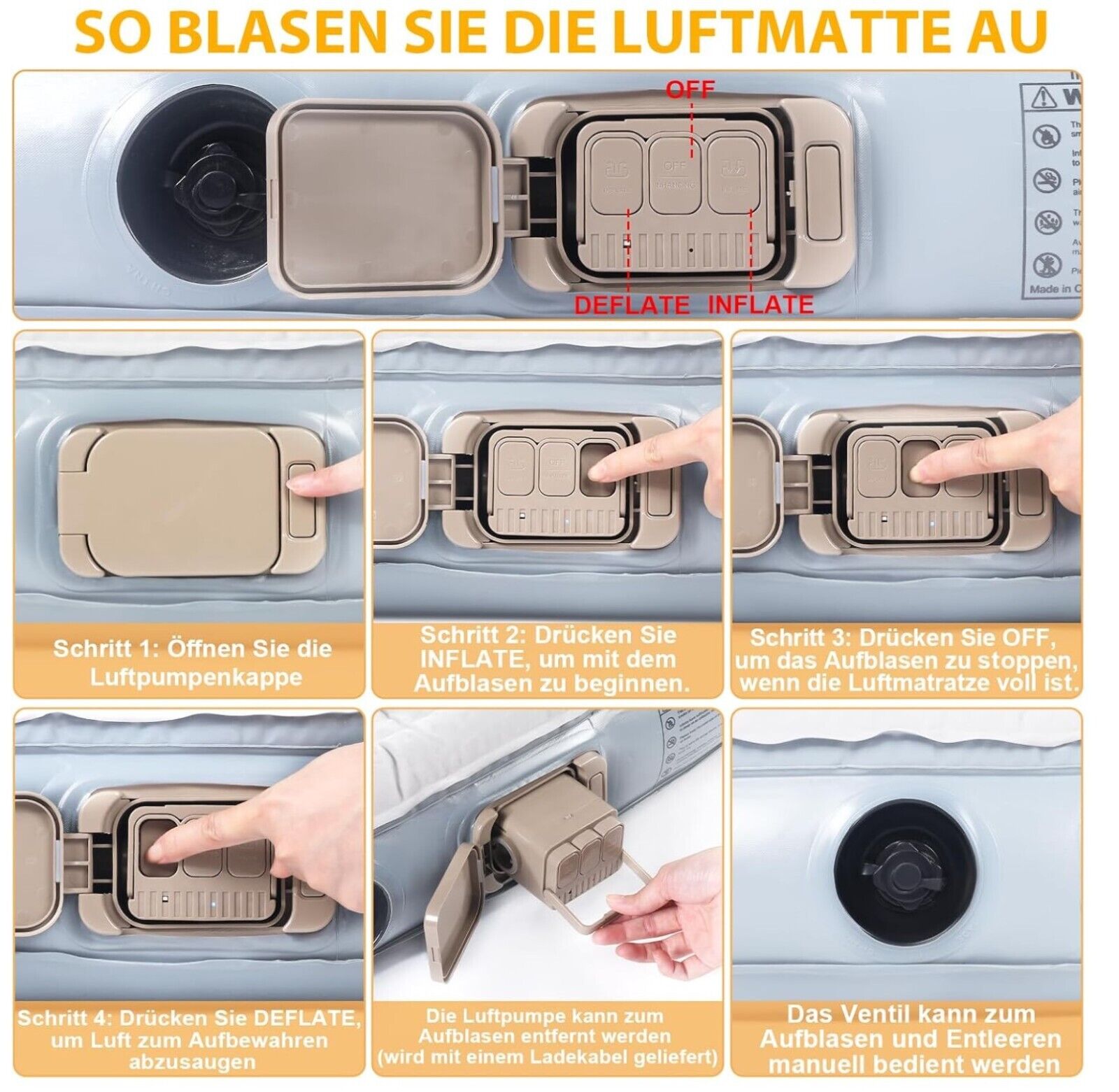 SUV Luftmatratze mit eingebauter elektrischer Pumpe - Verdickte und geflockte Au