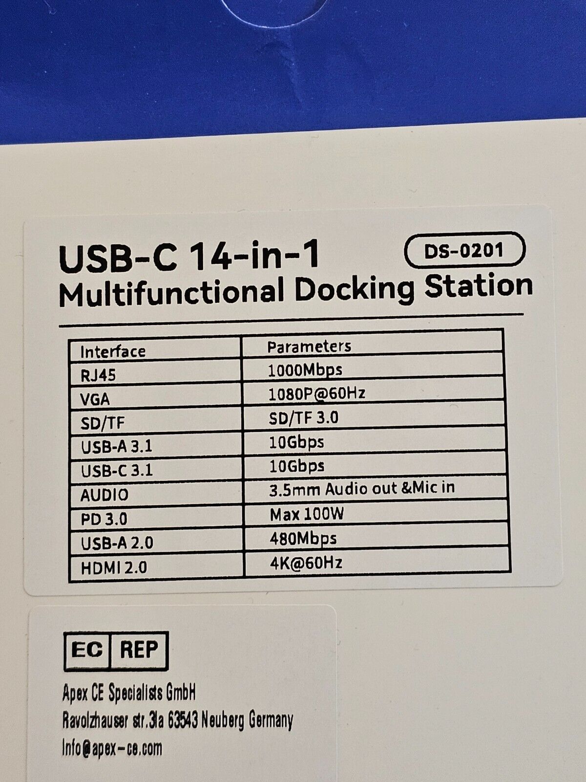2 * 4K60 HDMI, 1080p VGA, Ethernet, 3 USBC 10Gbps, 100W PD, SD/TF 3.0, Audioansc