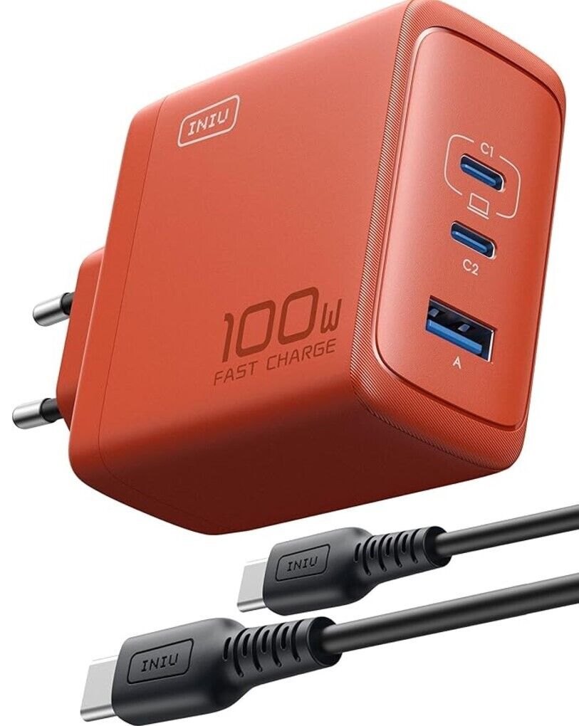 100W USB C Ladegerät, 3 Ports Mehrfach Netzteil mit USB C Kabel, PD 3.0 Schnelll
