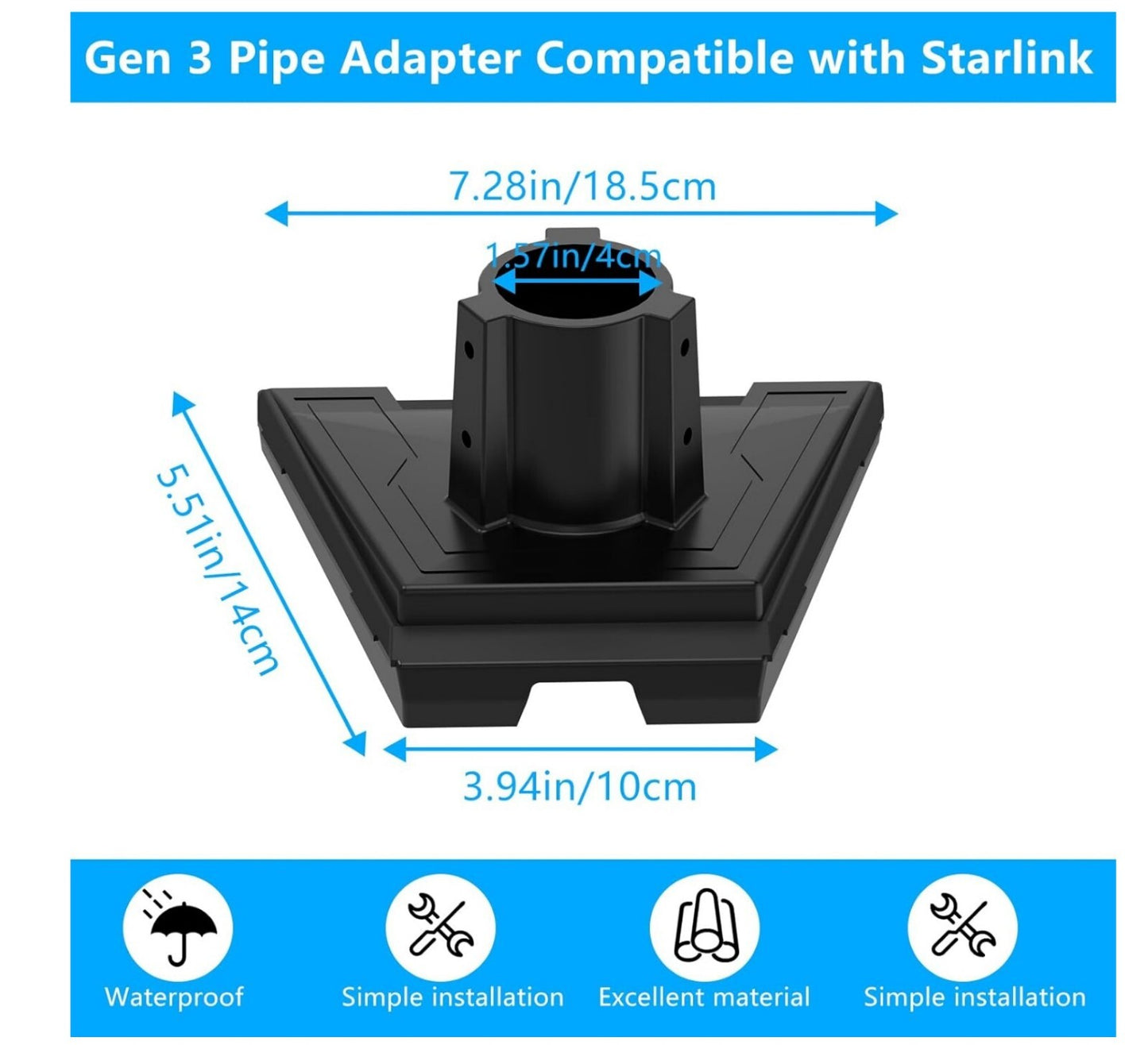 Starlink Gen 3 Rohradapter Aluminium für V3/V4 Kickstand Dishy