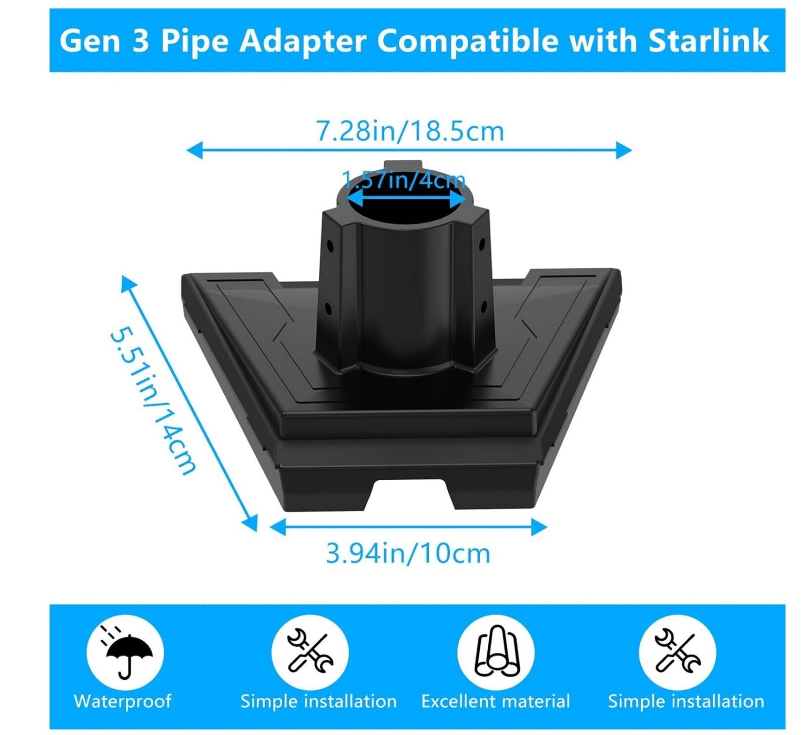 Starlink Gen 3 Rohradapter Aluminium für V3/V4 Kickstand Dishy